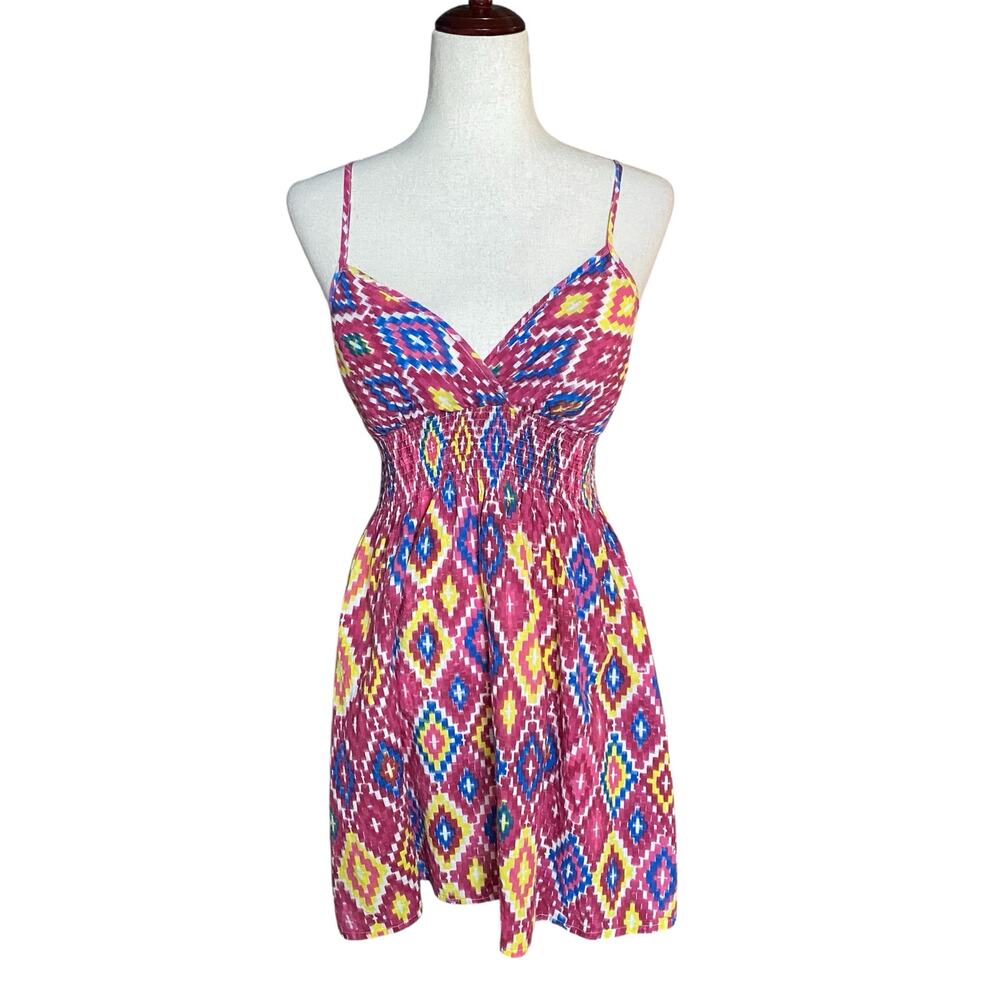 Vtg Y2K Shes So Cool Babydoll Ikat Mini Dress Womens‎ S Pink Bratz Princess